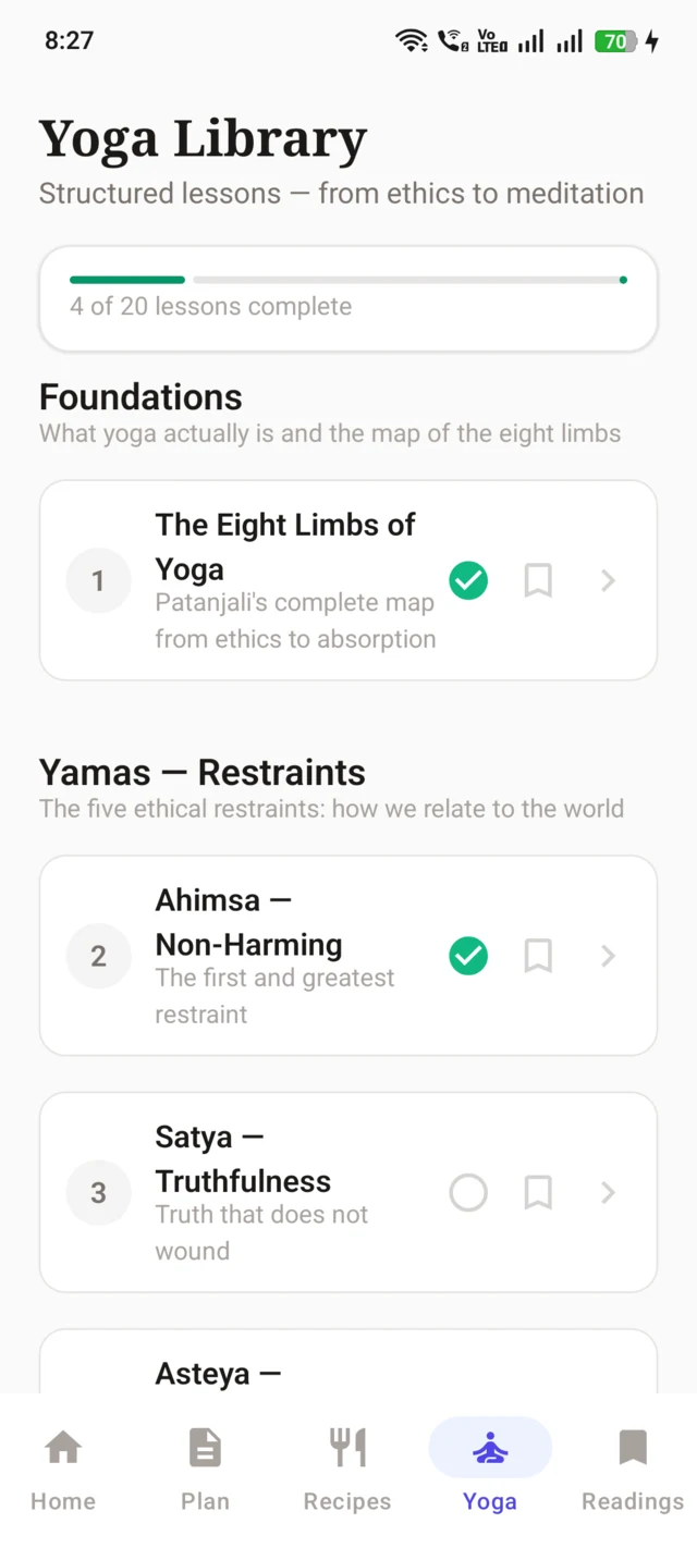Yoga library with progress tracking